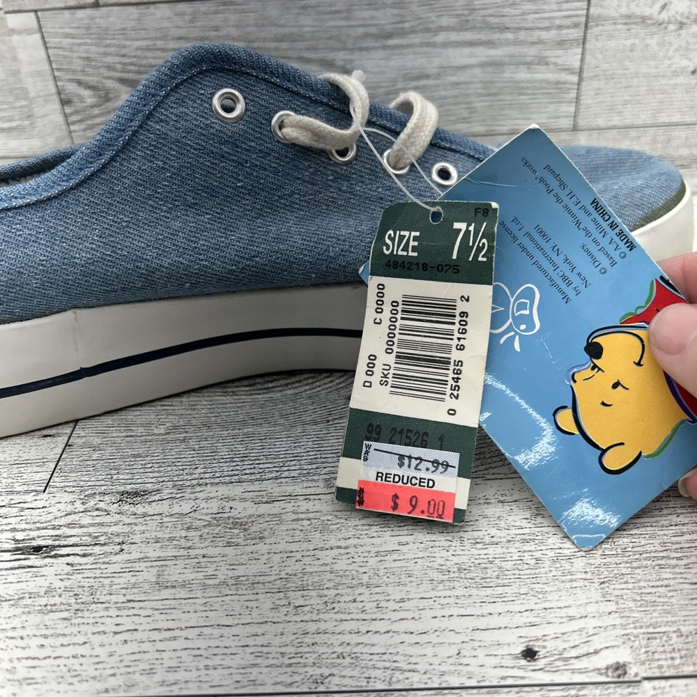 Disney Winnie The Pooh Works Tiger 90s Denim Canvas Embroidered Shoes Sz 7.5 New - Picture 11 of 16